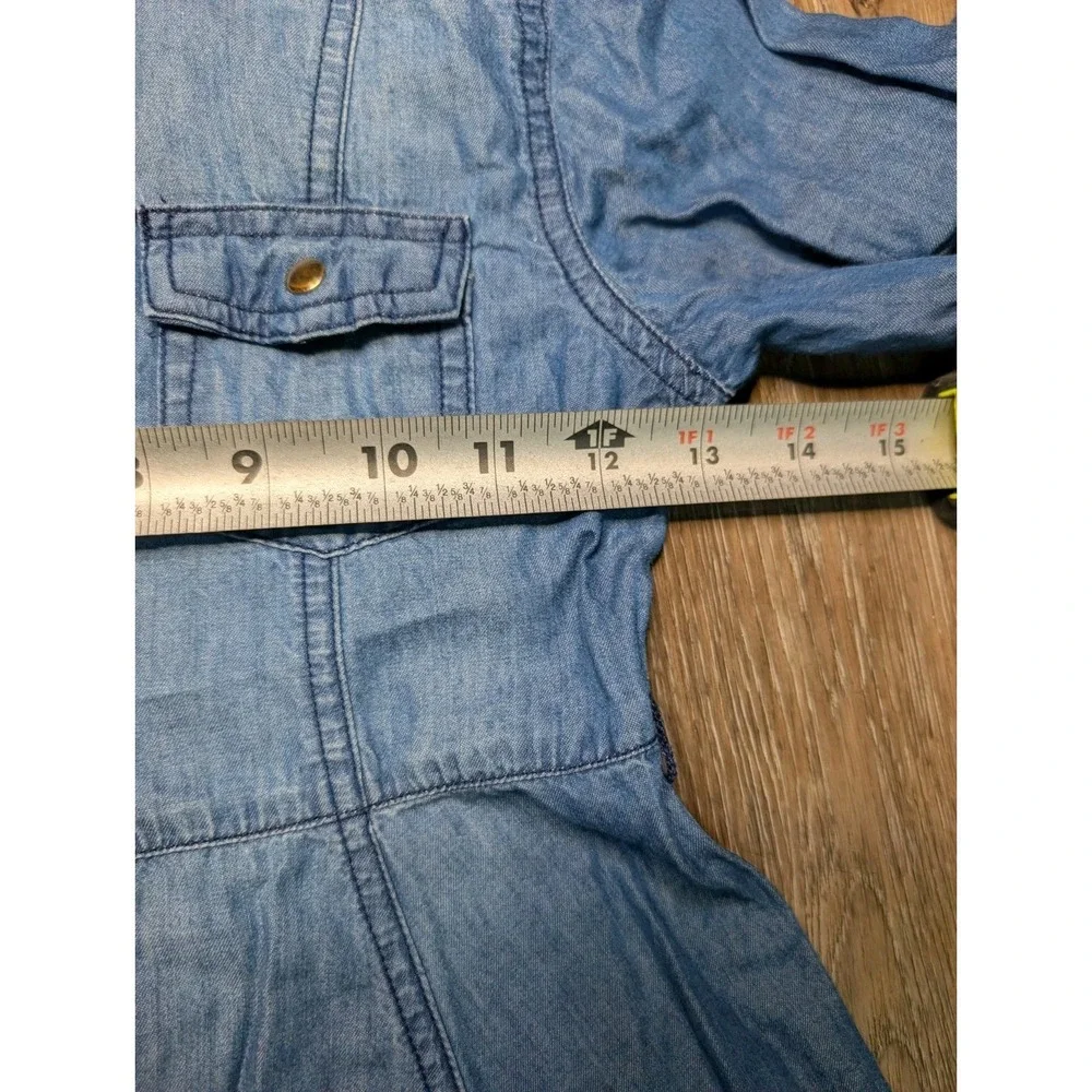 JUSTICE Denim Shirt Dress W/collar Snap Down Front Long Sleeve No Belt  Sz 8